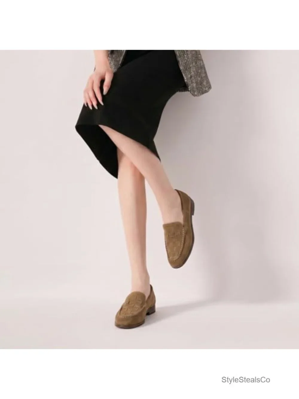 Woven Suede Loafers, Slip On Comfortable Mocc Casual Dressy Walking Shoes